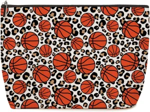 Lovdazzles Leopard Makeup Bag Toiletry Travel Cosmetic Case Accessories for Women Lovers Her Girls Friend Coach Team Fans Basketball Party Favors Game Day Christmas Mothers Day Birthday