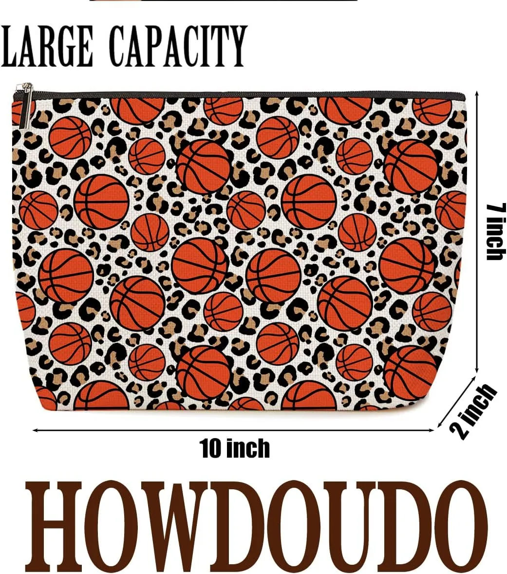 Lovdazzles Leopard Makeup Bag Toiletry Travel Cosmetic Case Accessories for Women Lovers Her Girls Friend Coach Team Fans Basketball Party Favors Game Day Christmas Mothers Day Birthday