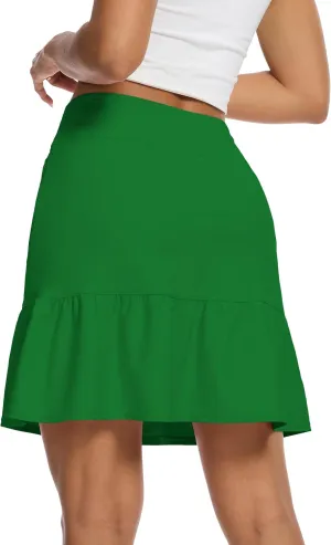 M MOTEEPI Women's Skort with Zipper Pockets Knee Length Golf Tennis Skirts Hight Waist Athletic Workout Clothes