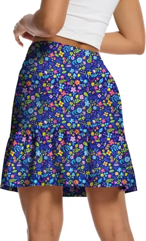 M MOTEEPI Women's Skort with Zipper Pockets Knee Length Golf Tennis Skirts Hight Waist Athletic Workout Clothes