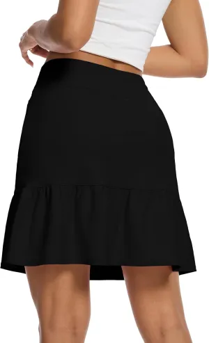 M MOTEEPI Women's Skort with Zipper Pockets Knee Length Golf Tennis Skirts Hight Waist Athletic Workout Clothes