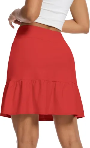 M MOTEEPI Women's Skort with Zipper Pockets Knee Length Golf Tennis Skirts Hight Waist Athletic Workout Clothes