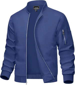 MAGCOMSEN Men's Bomber Jacket Lightweight Casual Windbreaker Spring Fall Zip Up Coat with 5 Pocket