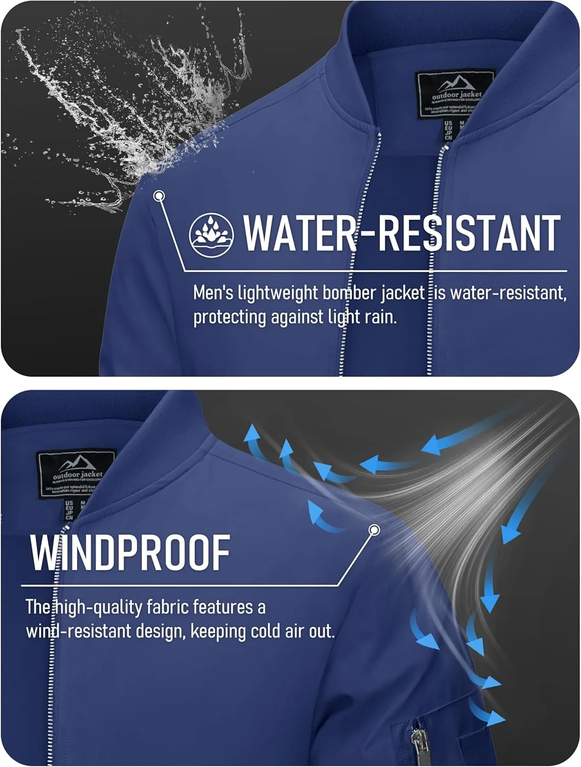 MAGCOMSEN Men's Bomber Jacket Lightweight Casual Windbreaker Spring Fall Zip Up Coat with 5 Pocket