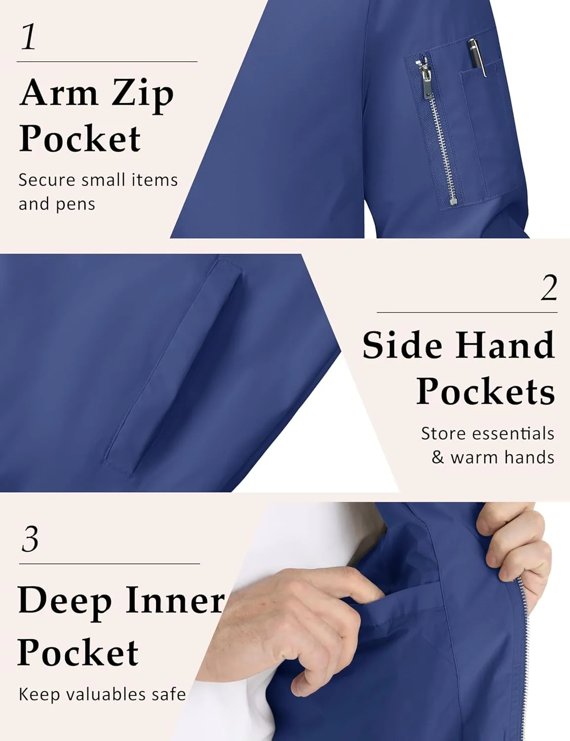 MAGCOMSEN Men's Bomber Jacket Lightweight Casual Windbreaker Spring Fall Zip Up Coat with 5 Pocket