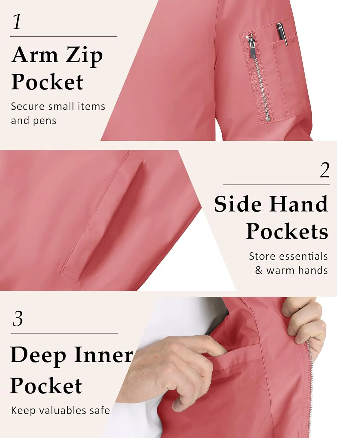 MAGCOMSEN Men's Bomber Jacket Lightweight Casual Windbreaker Spring Fall Zip Up Coat with 5 Pocket
