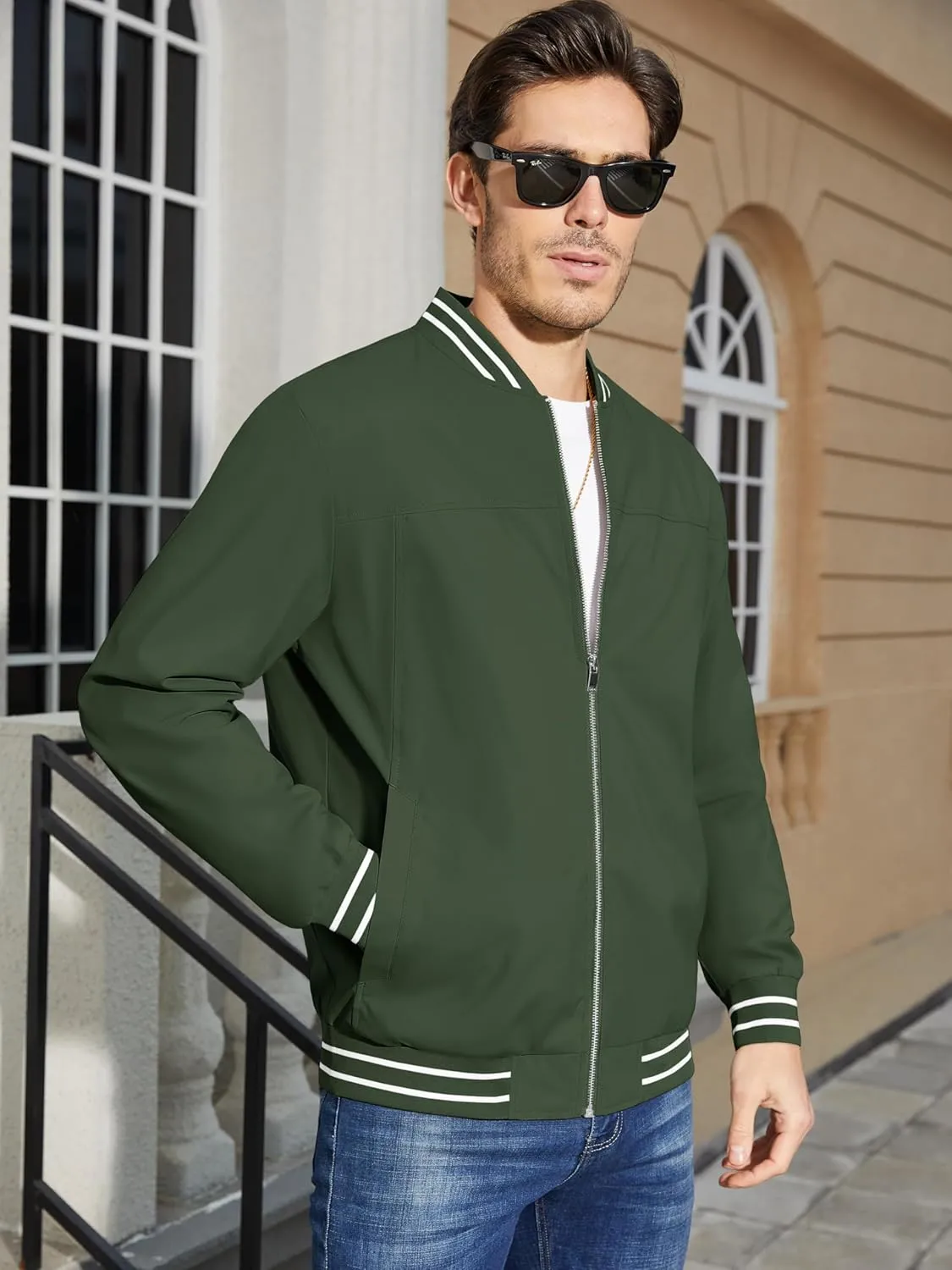 MAGCOMSEN Men's Jacket Lightweight Bomber Jacket Zip Up Windbreaker Casual Spring Fall Jackets with Pockets