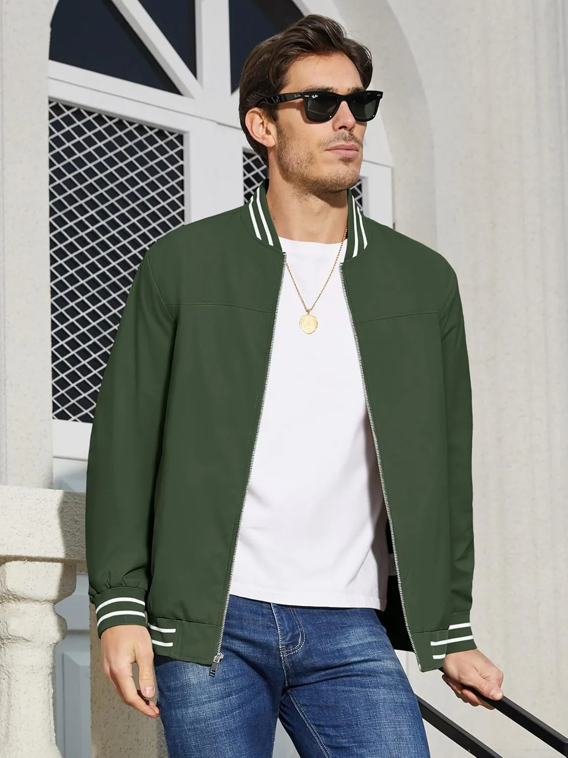 MAGCOMSEN Men's Jacket Lightweight Bomber Jacket Zip Up Windbreaker Casual Spring Fall Jackets with Pockets