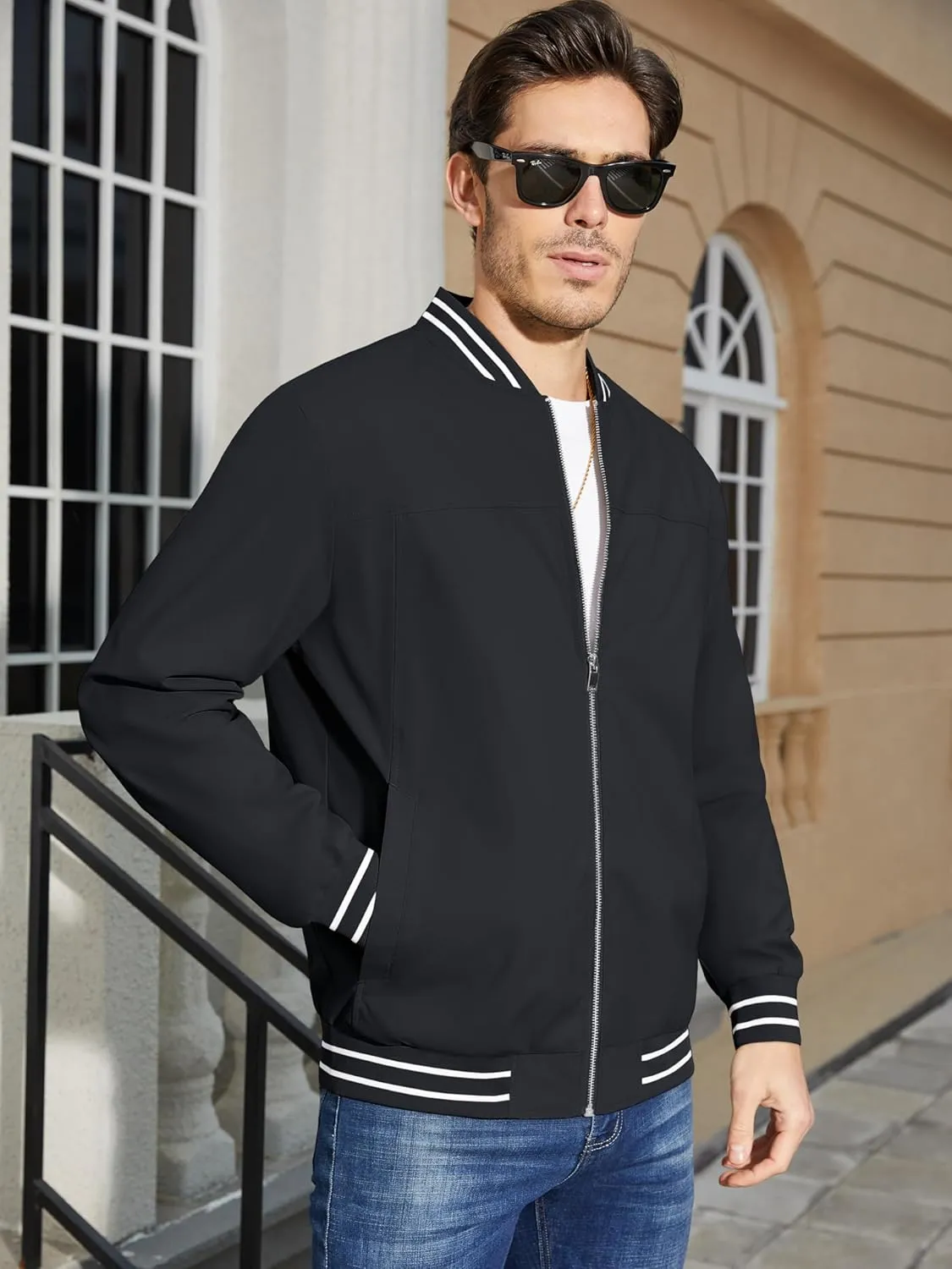 MAGCOMSEN Men's Jacket Lightweight Bomber Jacket Zip Up Windbreaker Casual Spring Fall Jackets with Pockets
