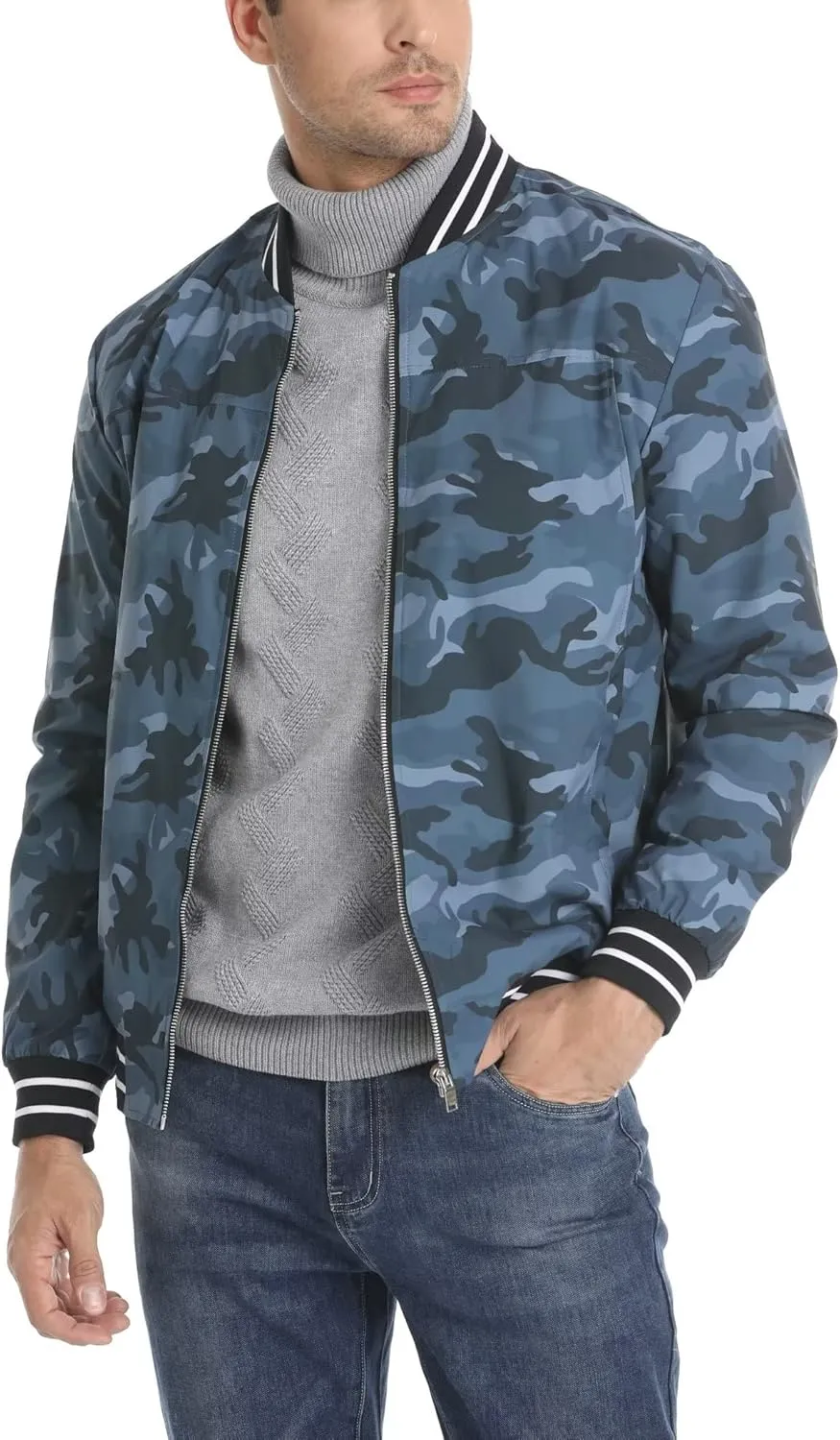 MAGCOMSEN Men's Jacket Lightweight Bomber Jacket Zip Up Windbreaker Casual Spring Fall Jackets with Pockets