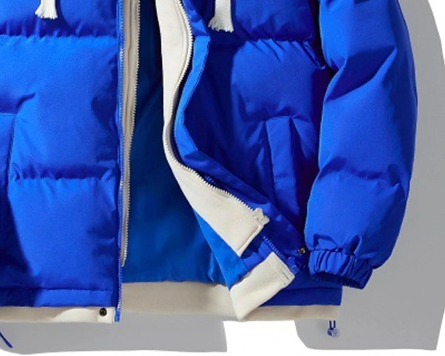 Maiyifu-GJ Men's Winter Warm Puffer Jacket Fake Two Piece Hooded Zipper Cotton Padded Coat Windproof Snow Overcoat