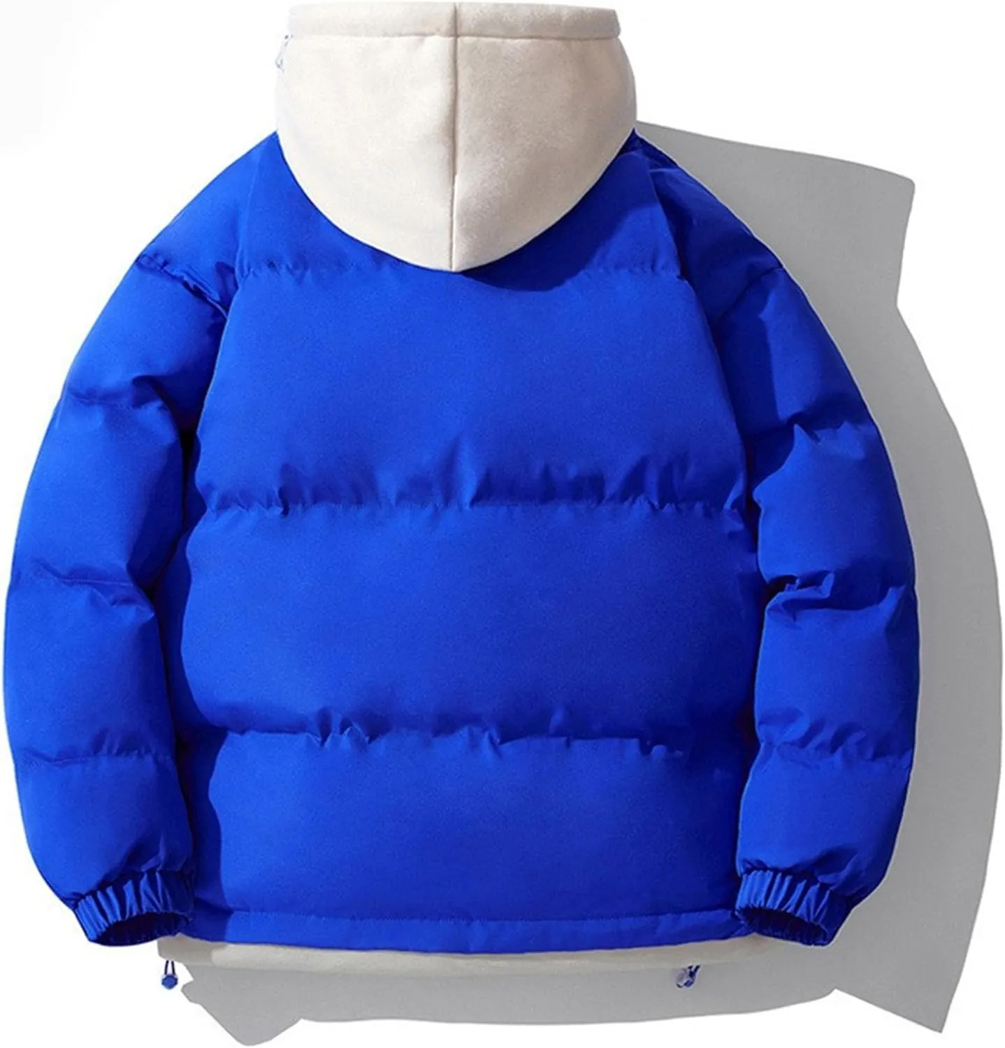 Maiyifu-GJ Men's Winter Warm Puffer Jacket Fake Two Piece Hooded Zipper Cotton Padded Coat Windproof Snow Overcoat