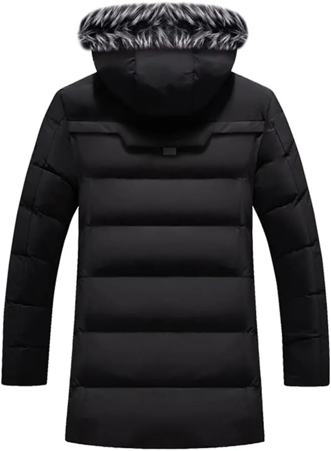 Men Long Hooded Parka Jacket Windproof Thicken Warm Snow Ski Coat Fur Collar Cotton Padded Jacket