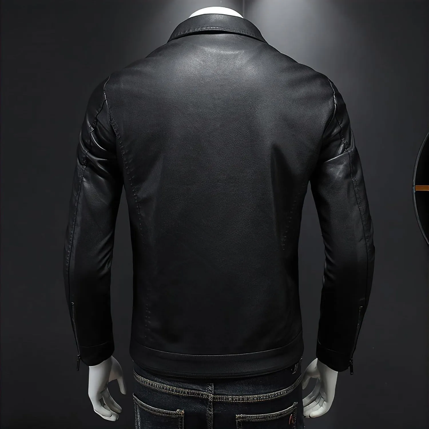 Mens Leather Jacket Motorcycle Black Biker Jackets Vintage Faux Leather Outwear Casual Lightweight