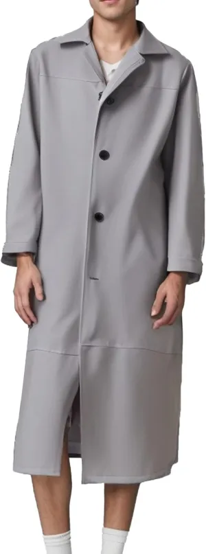 Mens Leather Trench Coat Faux Leather Vintage Long Jacket Fashion Steampunk Gothic Jackets Full Length Overcoat