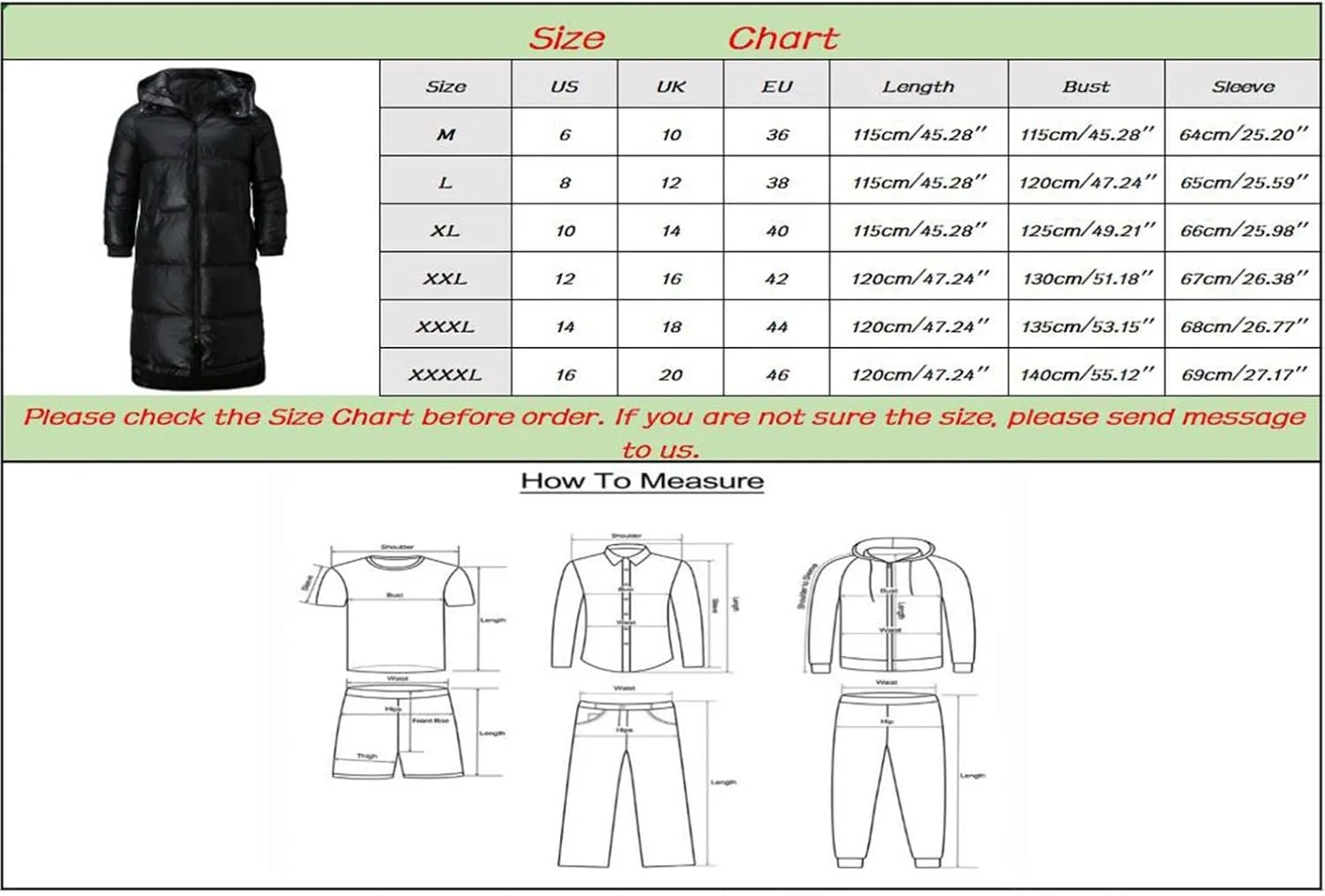 Mens Long Down Jackets Hooded Long Sleeve Bubble Puffer Jacket Winter Warm Windproof Full Zip Cotton Padded Coat