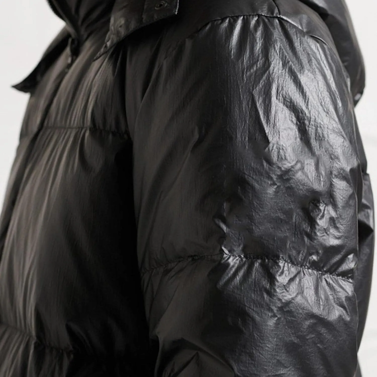 Mens Long Down Jackets Hooded Long Sleeve Bubble Puffer Jacket Winter Warm Windproof Full Zip Cotton Padded Coat