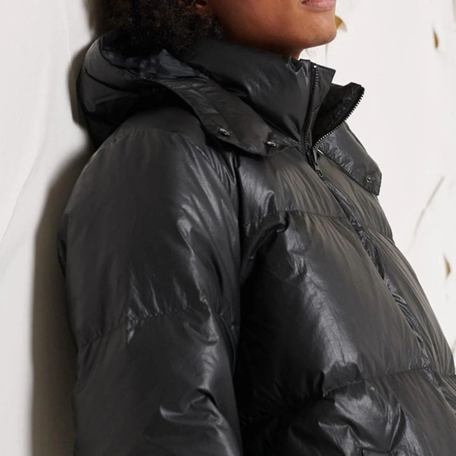 Mens Long Down Jackets Hooded Long Sleeve Bubble Puffer Jacket Winter Warm Windproof Full Zip Cotton Padded Coat