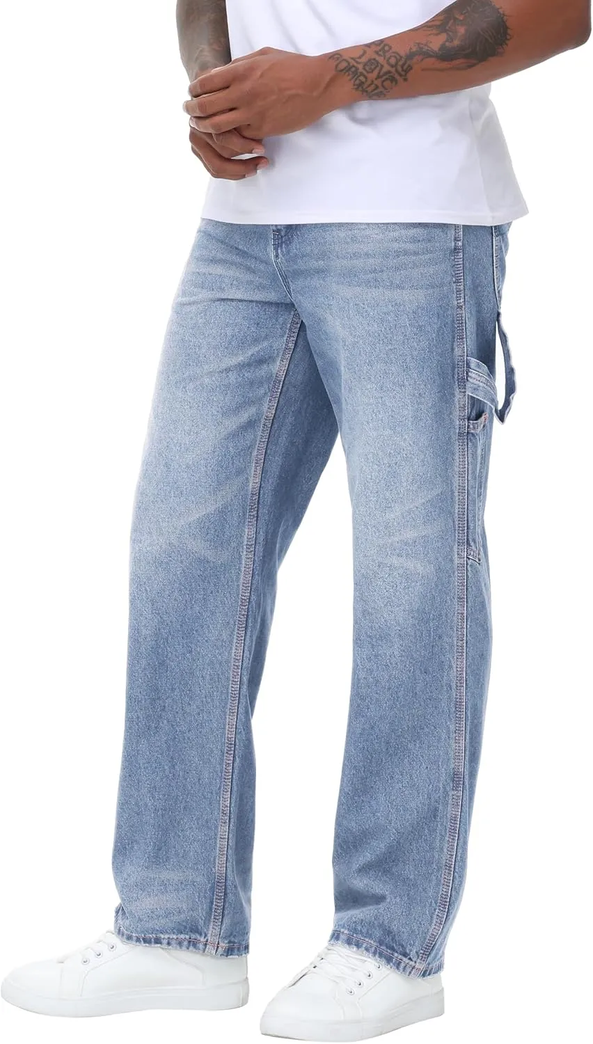 Men's Non-Stretch Loose Fit Wide-Leg Baggy Jeans Pants