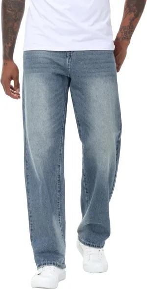 Men's Non-Stretch Loose Fit Wide-Leg Baggy Jeans Pants
