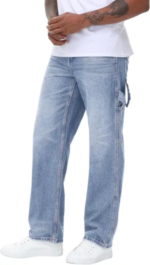 Men's Non-Stretch Loose Fit Wide-Leg Baggy Jeans Pants