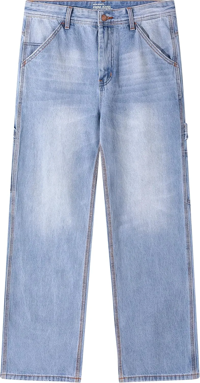 Men's Non-Stretch Loose Fit Wide-Leg Baggy Jeans Pants