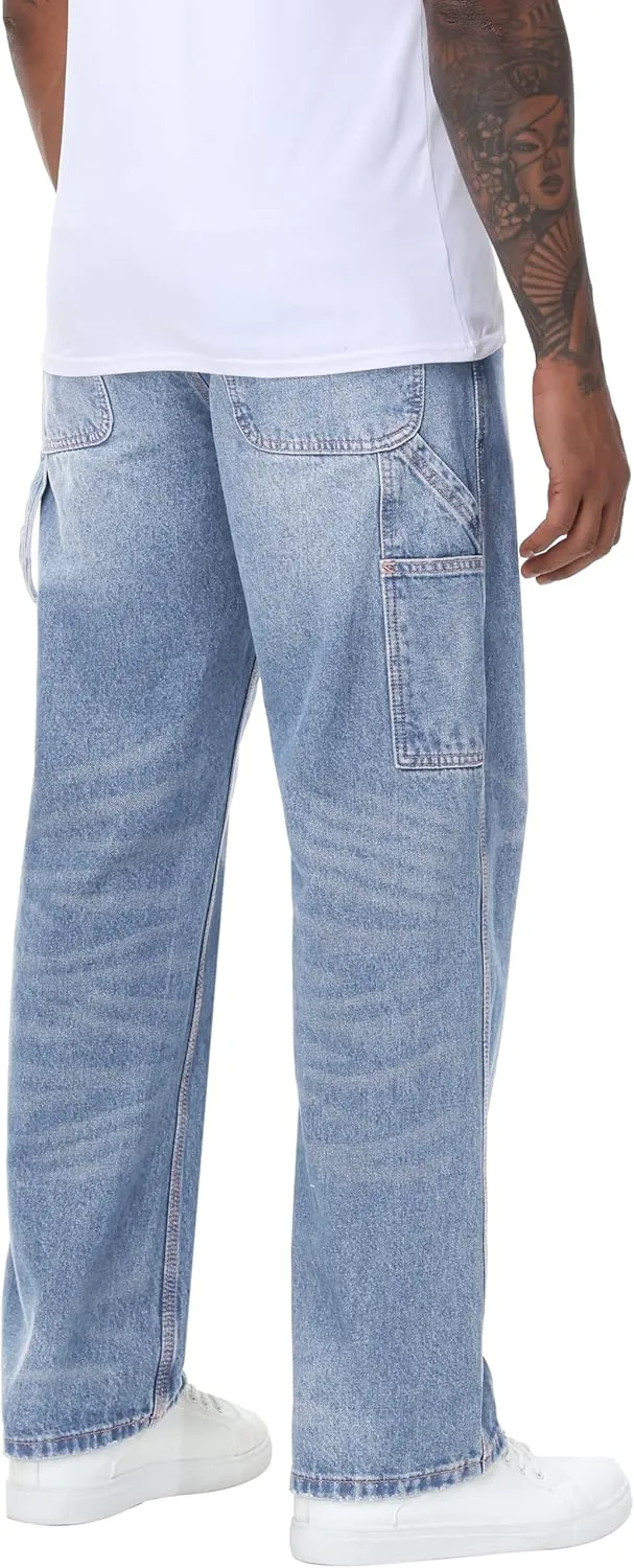 Men's Non-Stretch Loose Fit Wide-Leg Baggy Jeans Pants