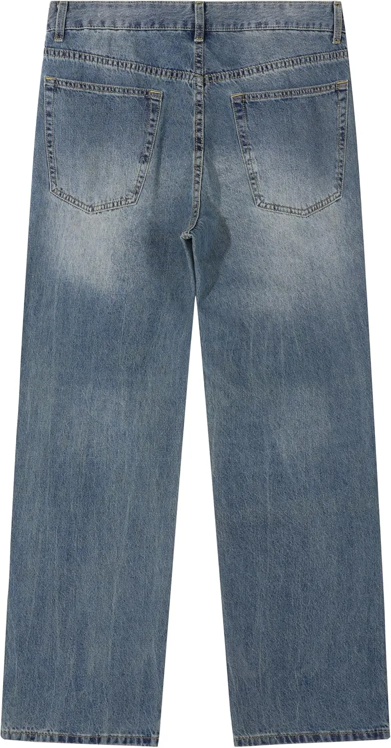 Men's Non-Stretch Regular Fit Straight-Leg Denim Pants Jeans