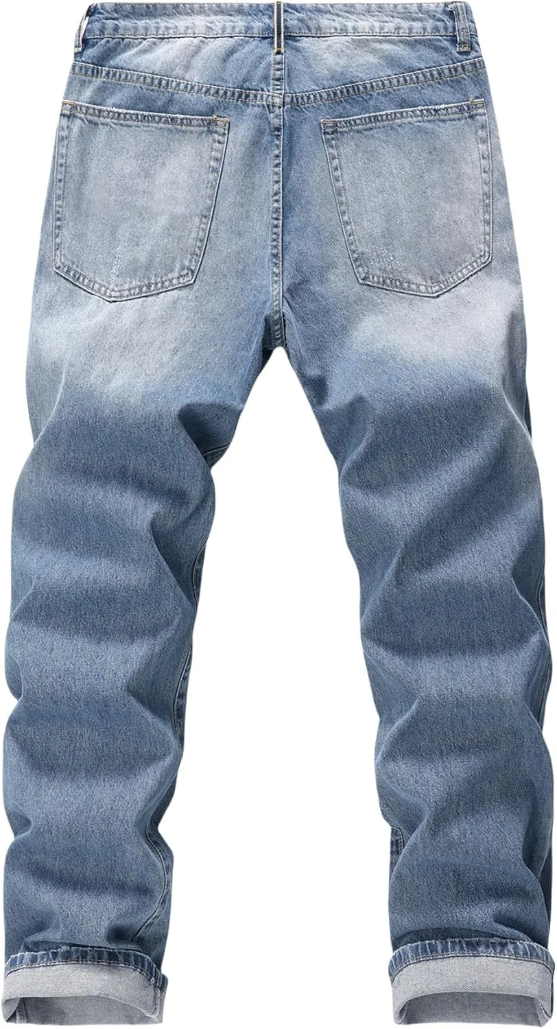 Men's Non-Stretch Regular Fit Straight-Leg Denim Pants Jeans