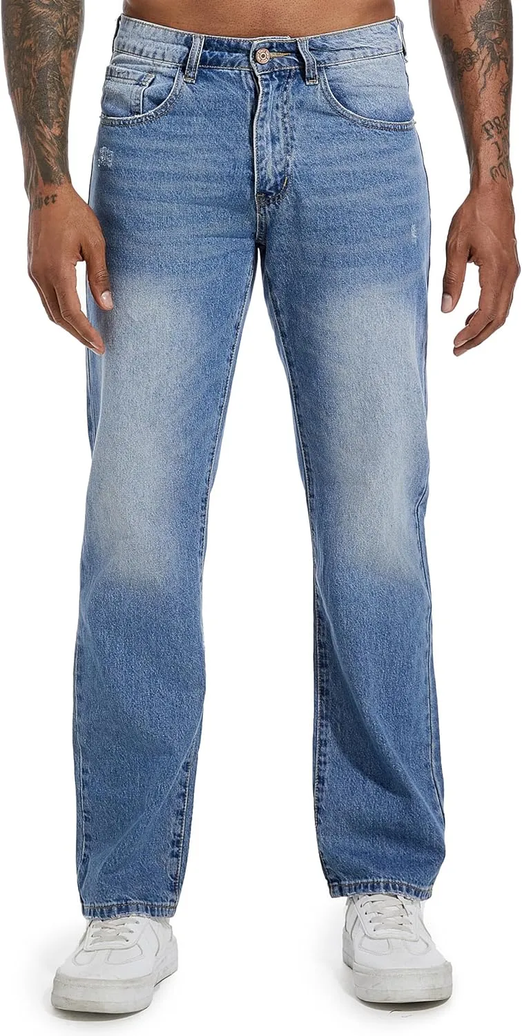 Men's Non-Stretch Regular Fit Straight-Leg Denim Pants Jeans