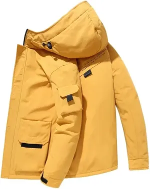 Men's Short Down Jackets Duck Down Medium Fur Collar Hooded Thick Puffer Coat Thermal Winter Parka