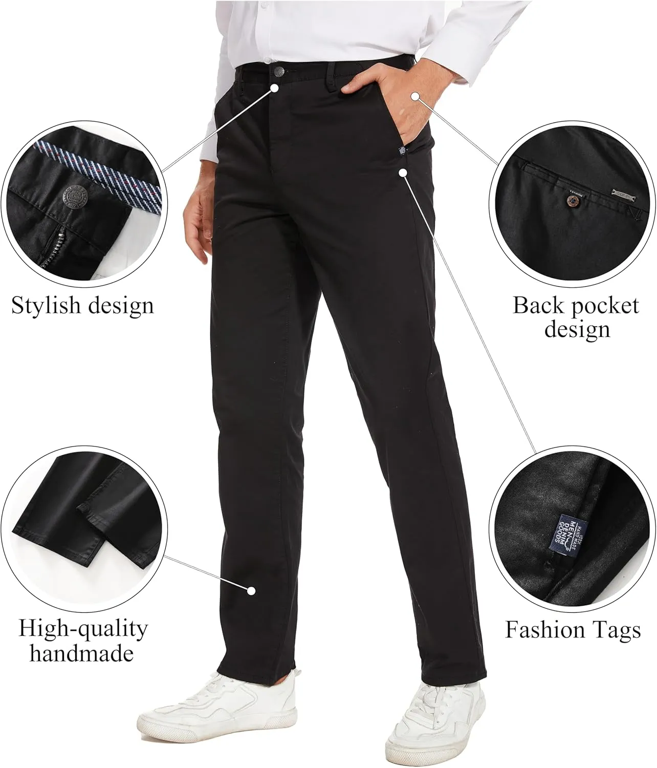 Men's Slim-Fit Stretch Cotton Fashion Tapered Casual Chino Pants