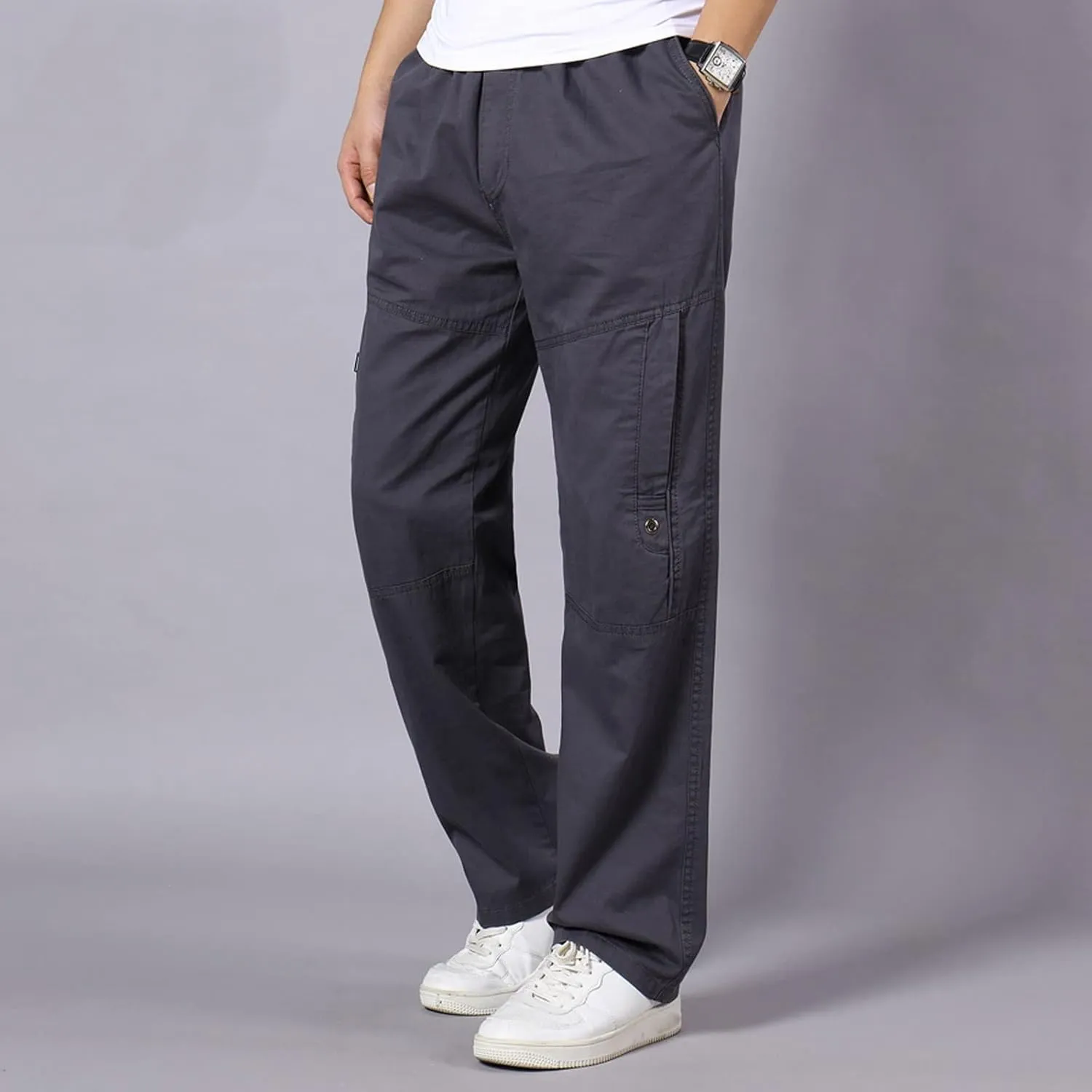Mens Tactical Pants Stretch Flex Casual Hiking Pants Workout Stretch Outdoor Twill Track Sweatpants Multi Pockets