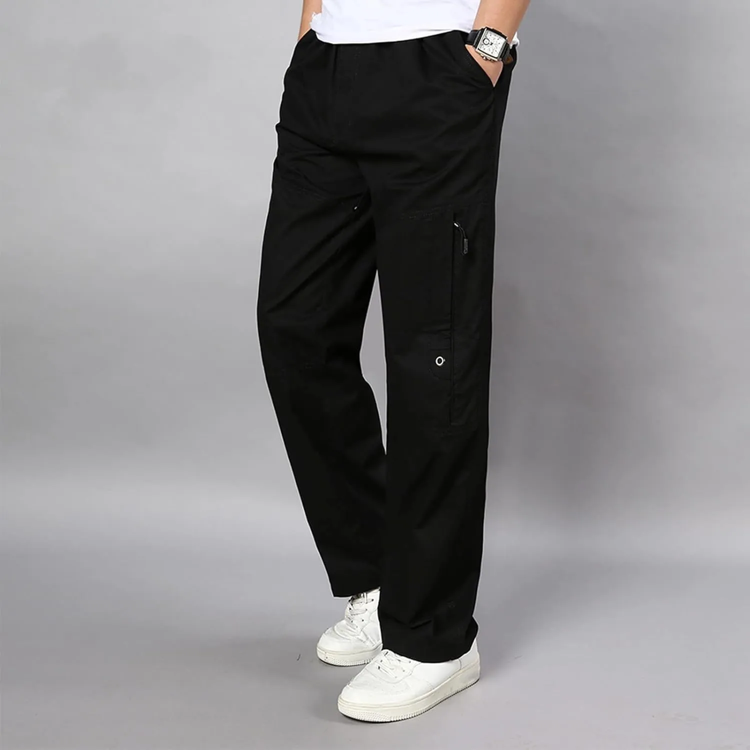 Mens Tactical Pants Stretch Flex Casual Hiking Pants Workout Stretch Outdoor Twill Track Sweatpants Multi Pockets