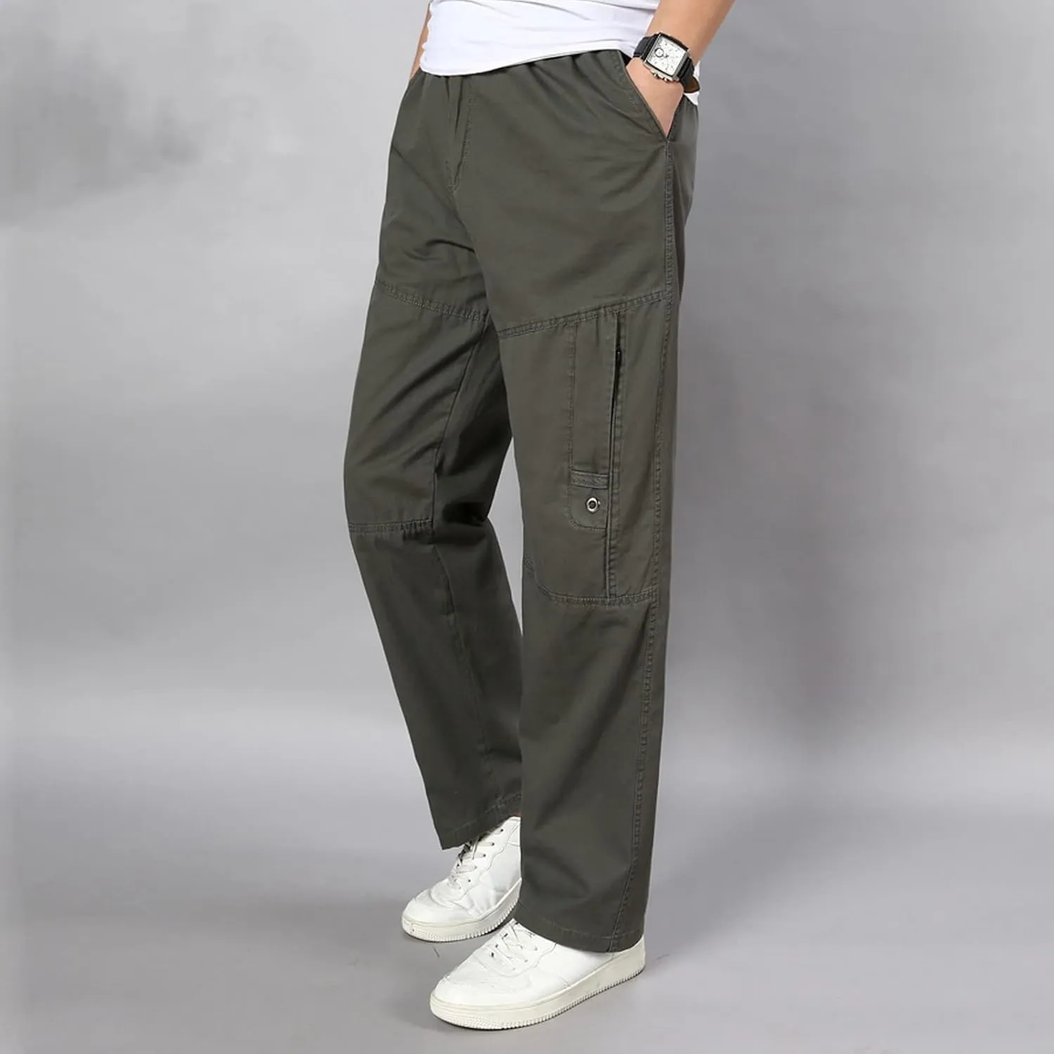 Mens Tactical Pants Stretch Flex Casual Hiking Pants Workout Stretch Outdoor Twill Track Sweatpants Multi Pockets