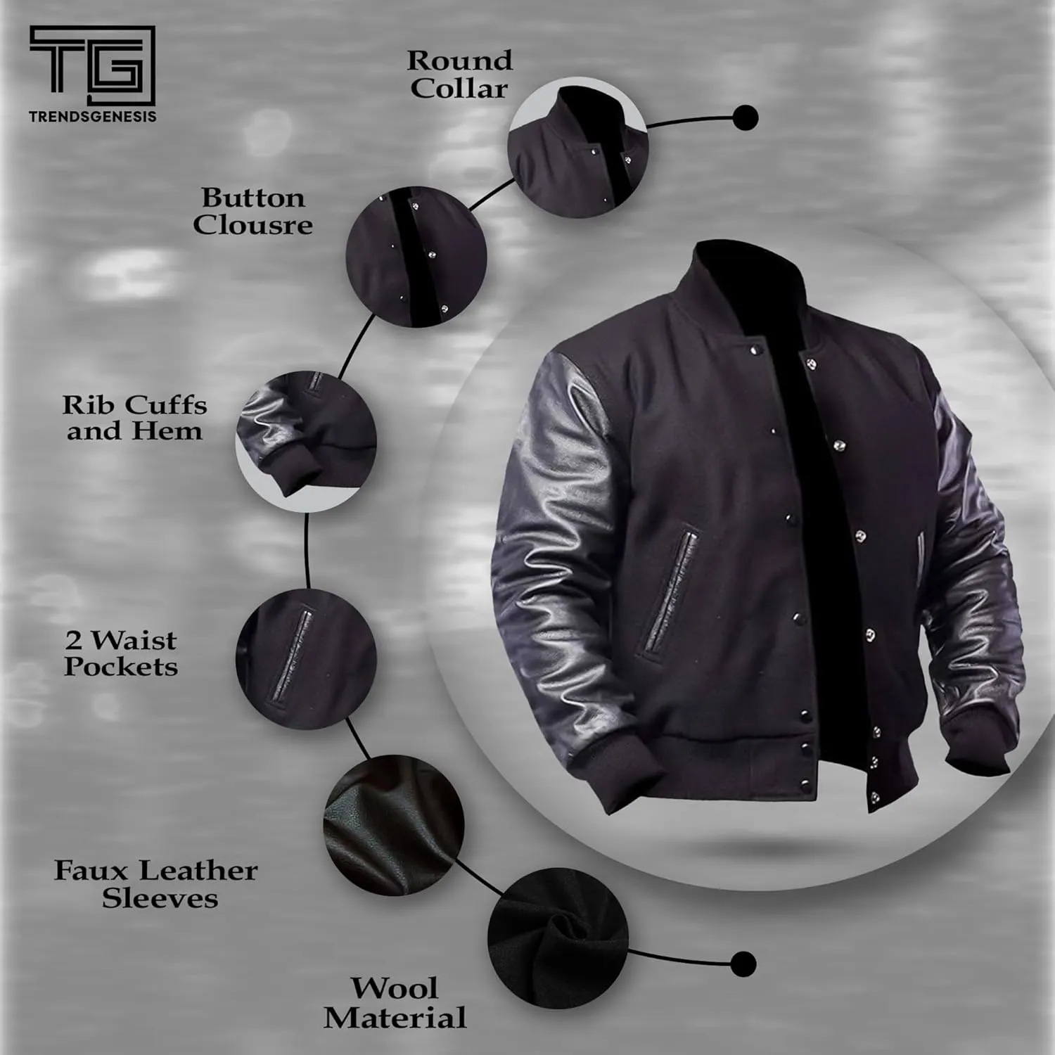 Men's Varsity Lettermans Jacket - School College Letterman Baseball Bomber Jackets for Men