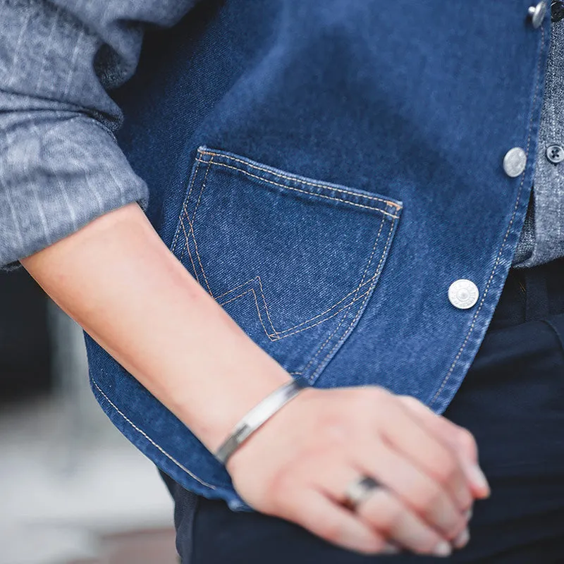 Men's Vintage Washed Denim Vest With Pocket