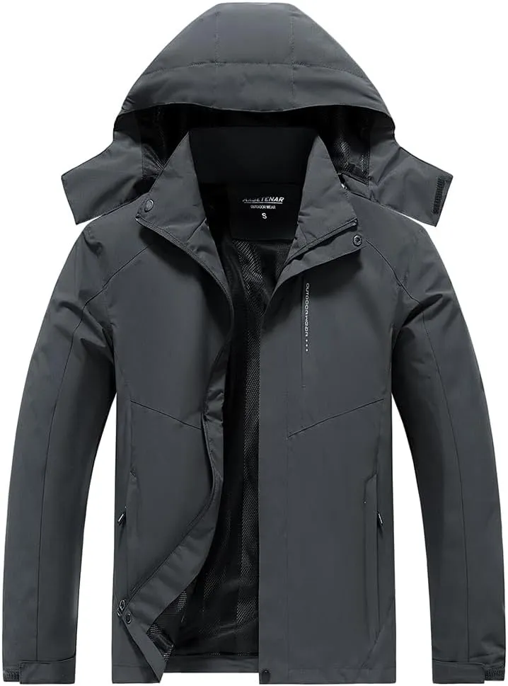 Men's Waterproof Rain Jacket Lightweight Mountain Sports Outdoor Trench Softshell Windproof Jacket for Hiking