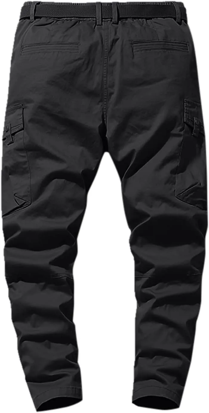 MIDOO Mens Tactical Pants Stretch Flex Casual Joggers Pants Stretch Drawstring Waistband Tapered Leg Sweatpants with Pockets