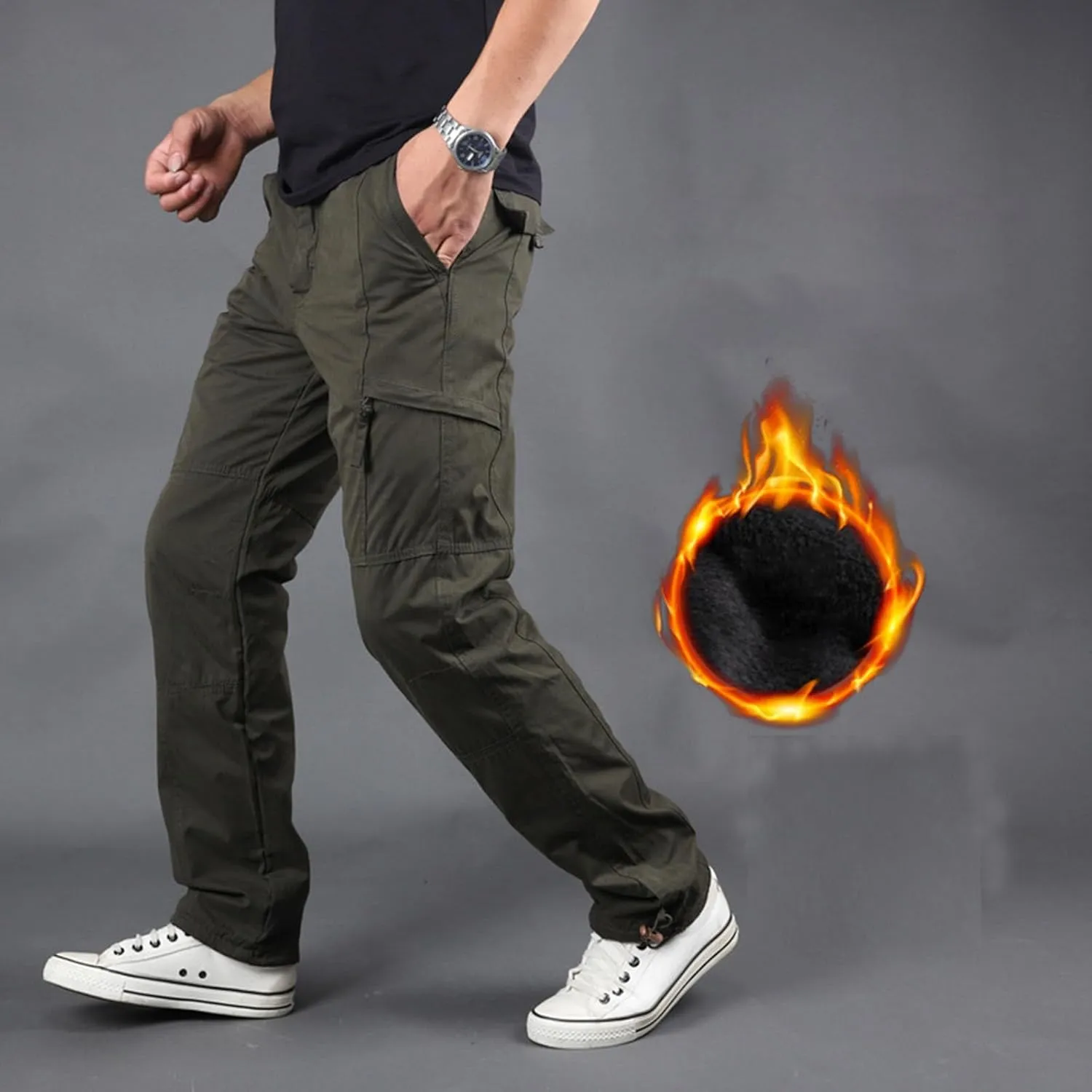 MIDOO Tactical Pant for Men Stretch Casual Jogger Pant Stretch Drawstring Elastic Waist Tapered Leg Sweatpants with Pockets