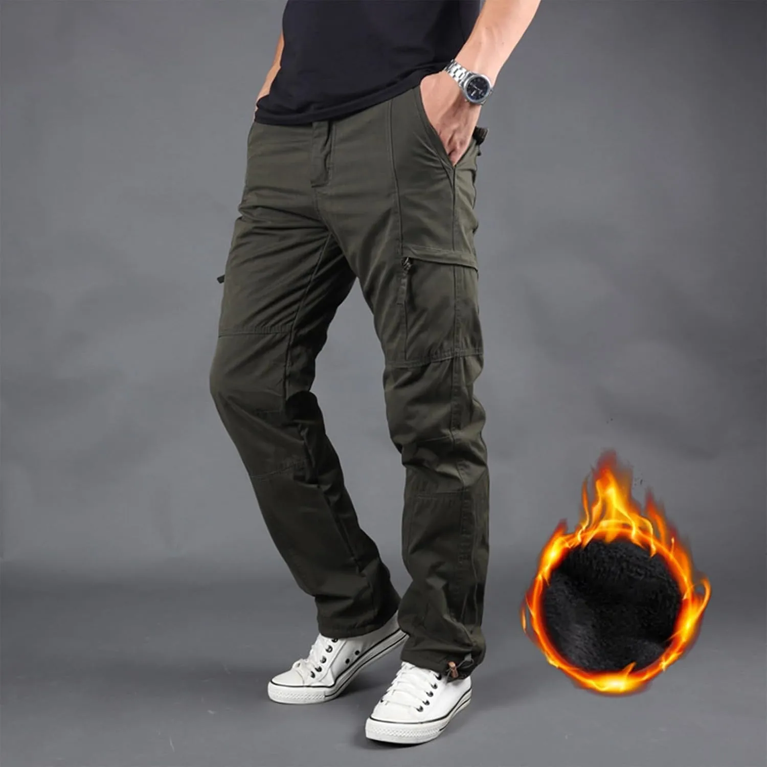 MIDOO Tactical Pant for Men Stretch Casual Jogger Pant Stretch Drawstring Elastic Waist Tapered Leg Sweatpants with Pockets