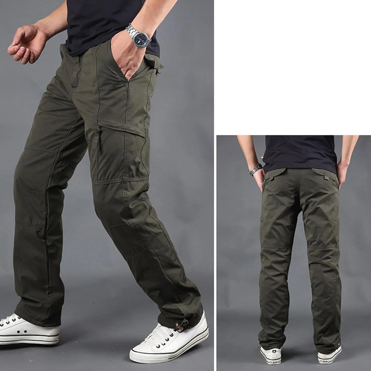 MIDOO Tactical Pant for Men Stretch Casual Jogger Pant Stretch Drawstring Elastic Waist Tapered Leg Sweatpants with Pockets