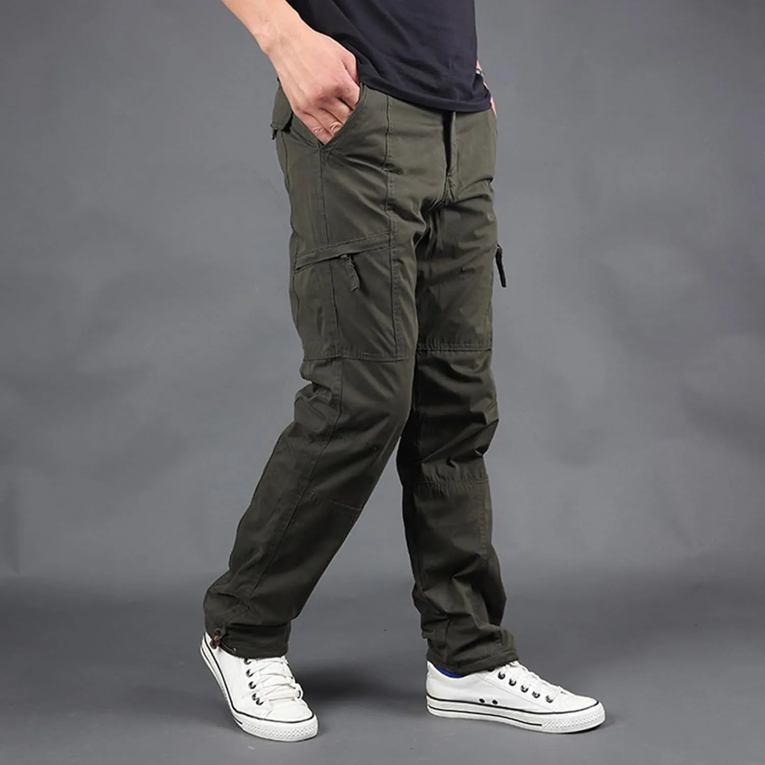 MIDOO Tactical Pant for Men Stretch Casual Jogger Pant Stretch Drawstring Elastic Waist Tapered Leg Sweatpants with Pockets