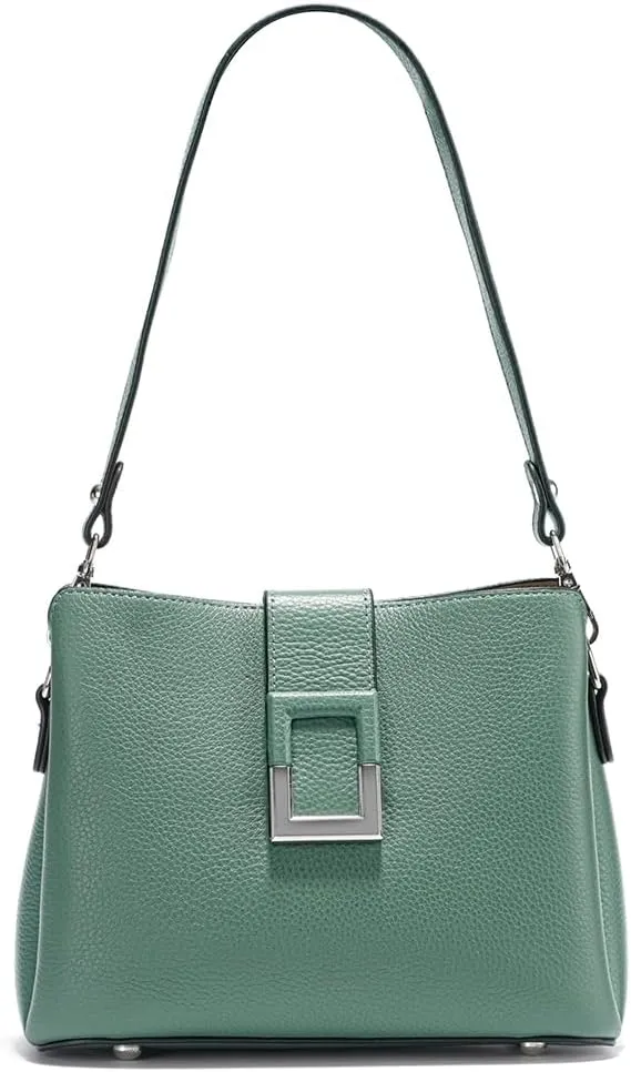 Multi-Compartment Leather Cross Body Bag For Women Shoulder, Bucket Purses with 2 Straps