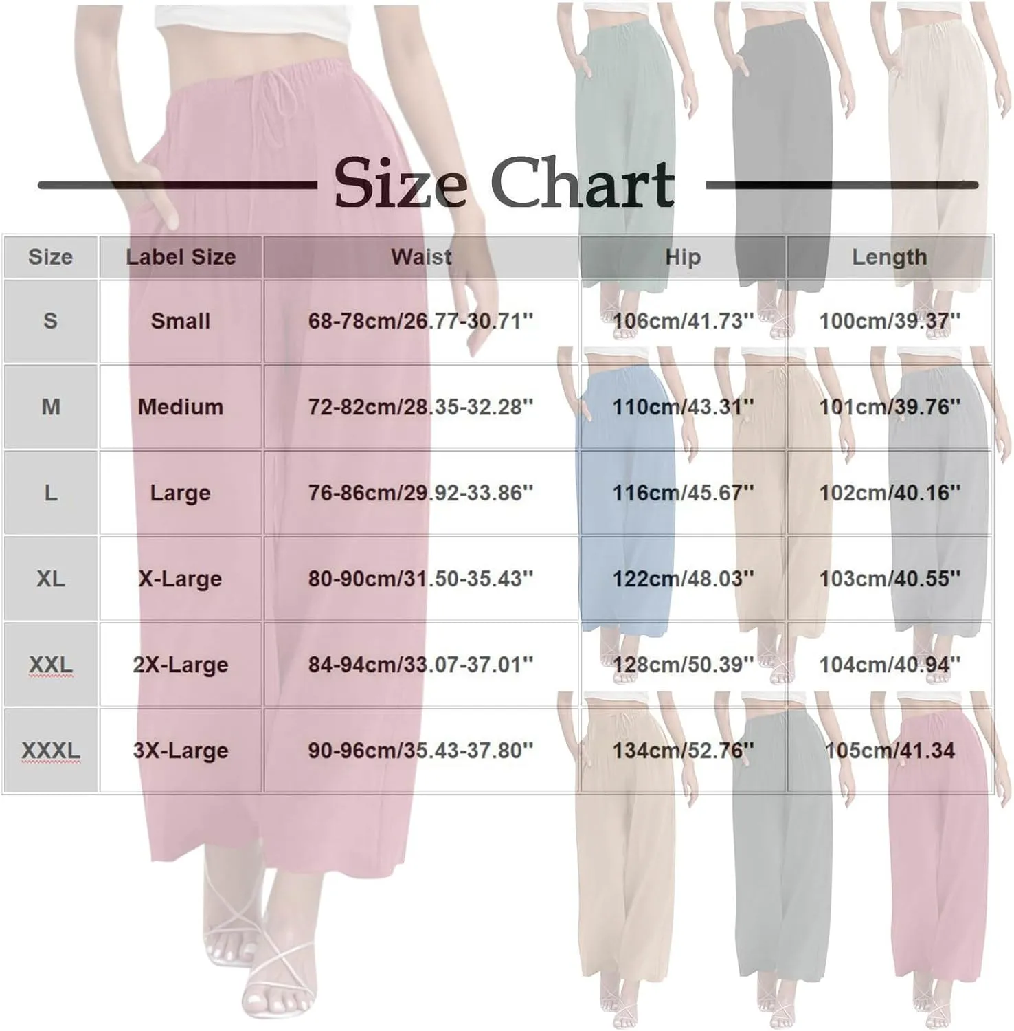 Palazzo Pants for Women High Waisted Straight Wide Leg Linen Trousers Drawstring Elastic Summer Outfits