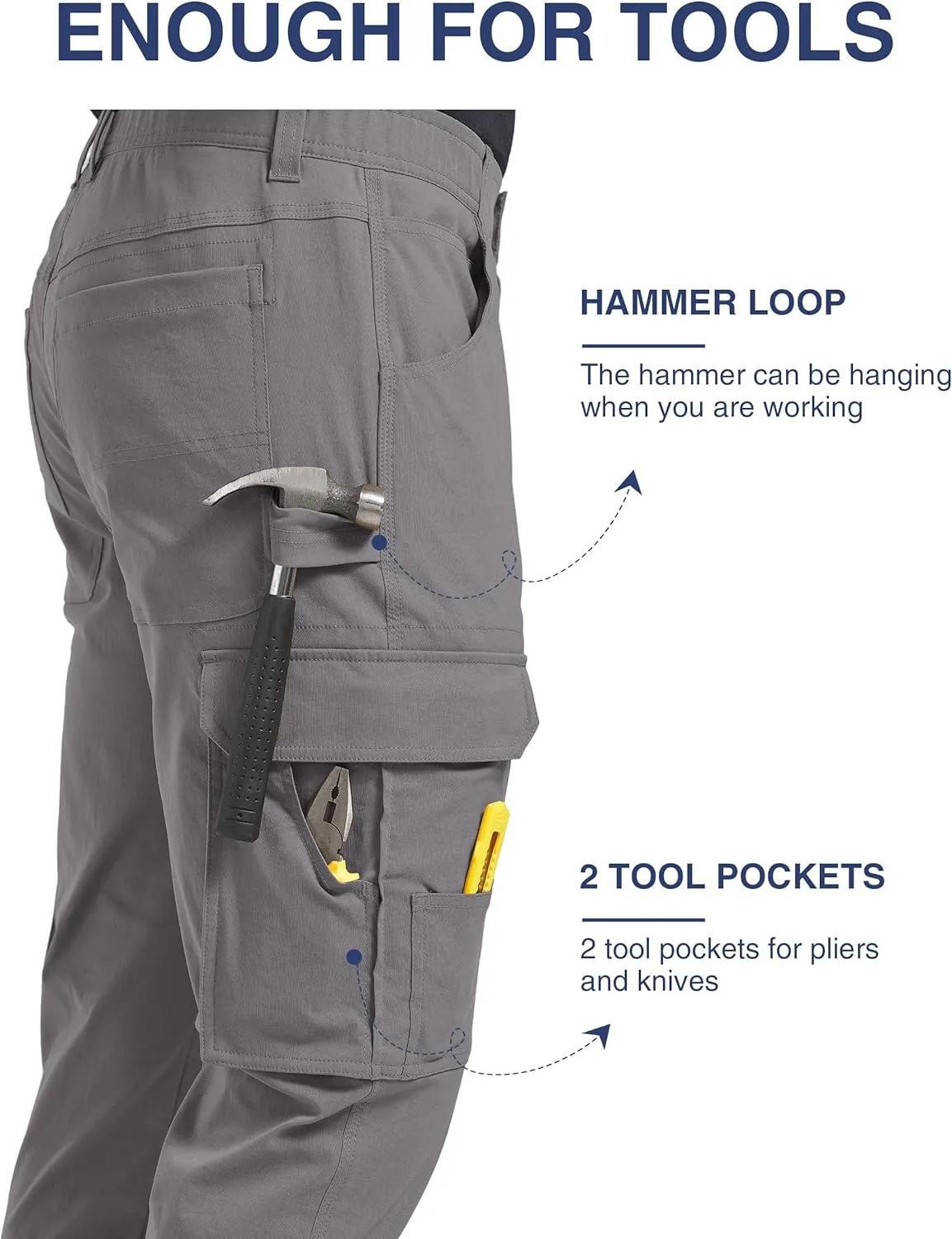 PULI Men's Carpenter Work Pants Cargo Hiking Pants Slim Fit Stretch Waterproof Outdoor Trousers with Pockets