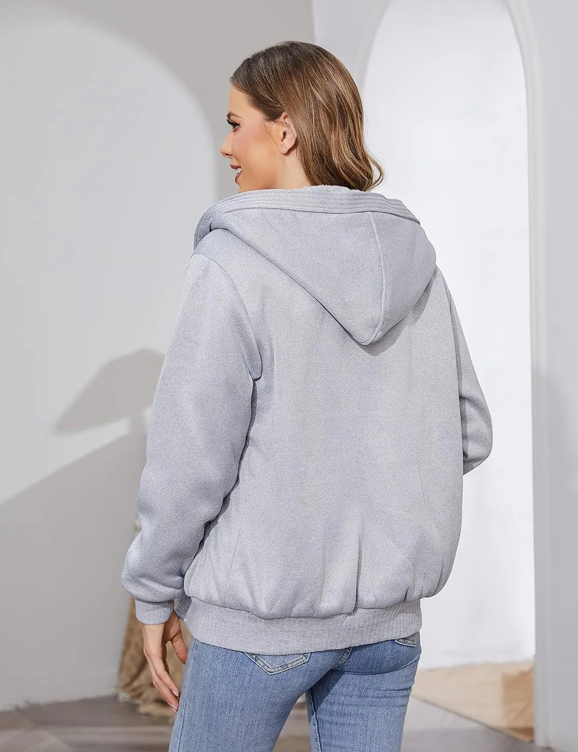 PUWEI Women's Winter Warm Fleece Jackets Thick Sherpa Lined Zip up Hoodies Heavyweight Sweatshirt Coat