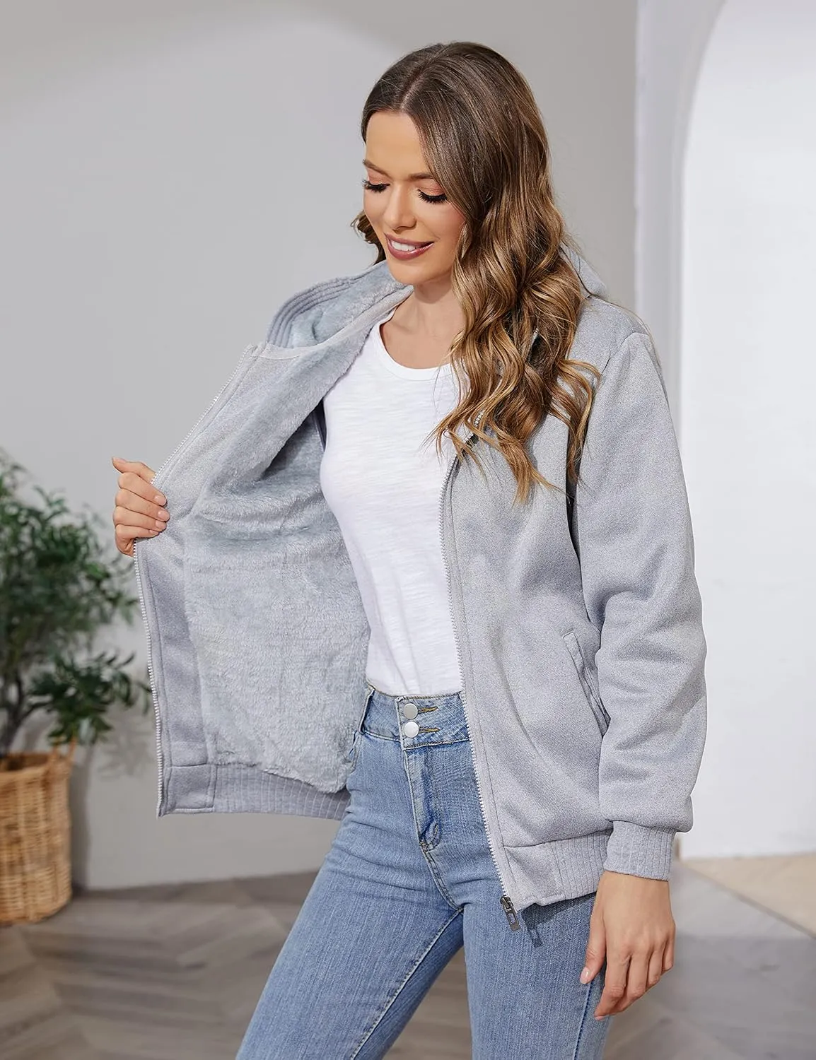 PUWEI Women's Winter Warm Fleece Jackets Thick Sherpa Lined Zip up Hoodies Heavyweight Sweatshirt Coat