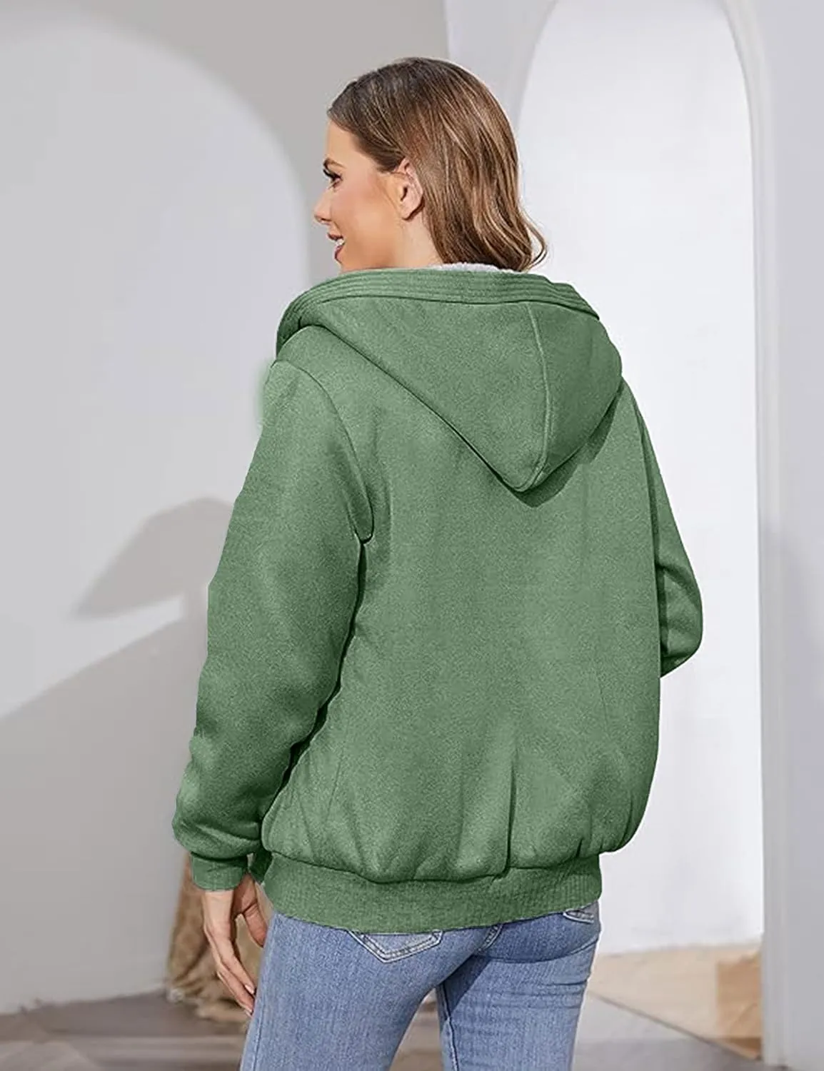 PUWEI Women's Winter Warm Fleece Jackets Thick Sherpa Lined Zip up Hoodies Heavyweight Sweatshirt Coat