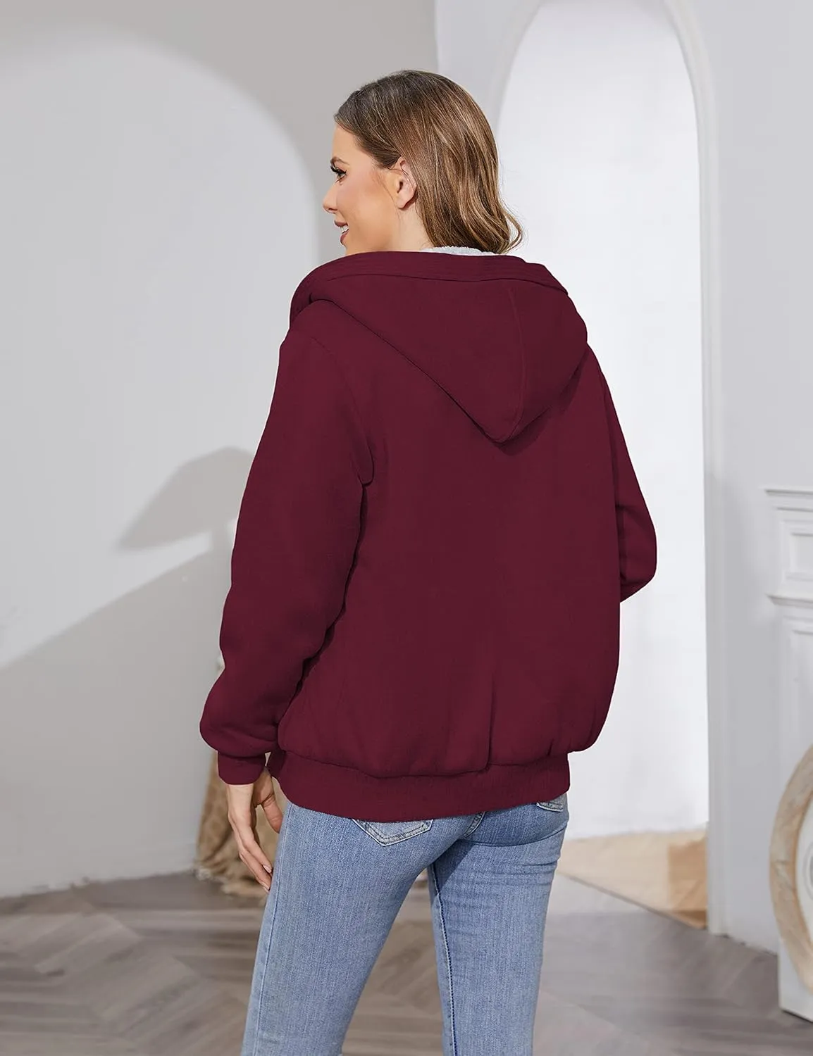 PUWEI Women's Winter Warm Fleece Jackets Thick Sherpa Lined Zip up Hoodies Heavyweight Sweatshirt Coat